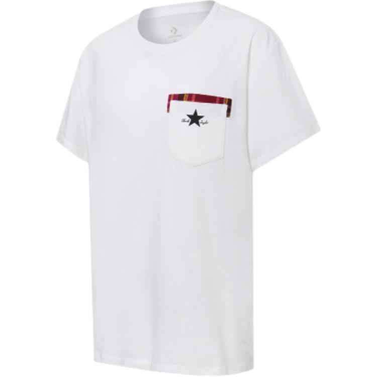 Converse T Shirts Women's White Crew Neck Moderate Straight Fit 10020519-102