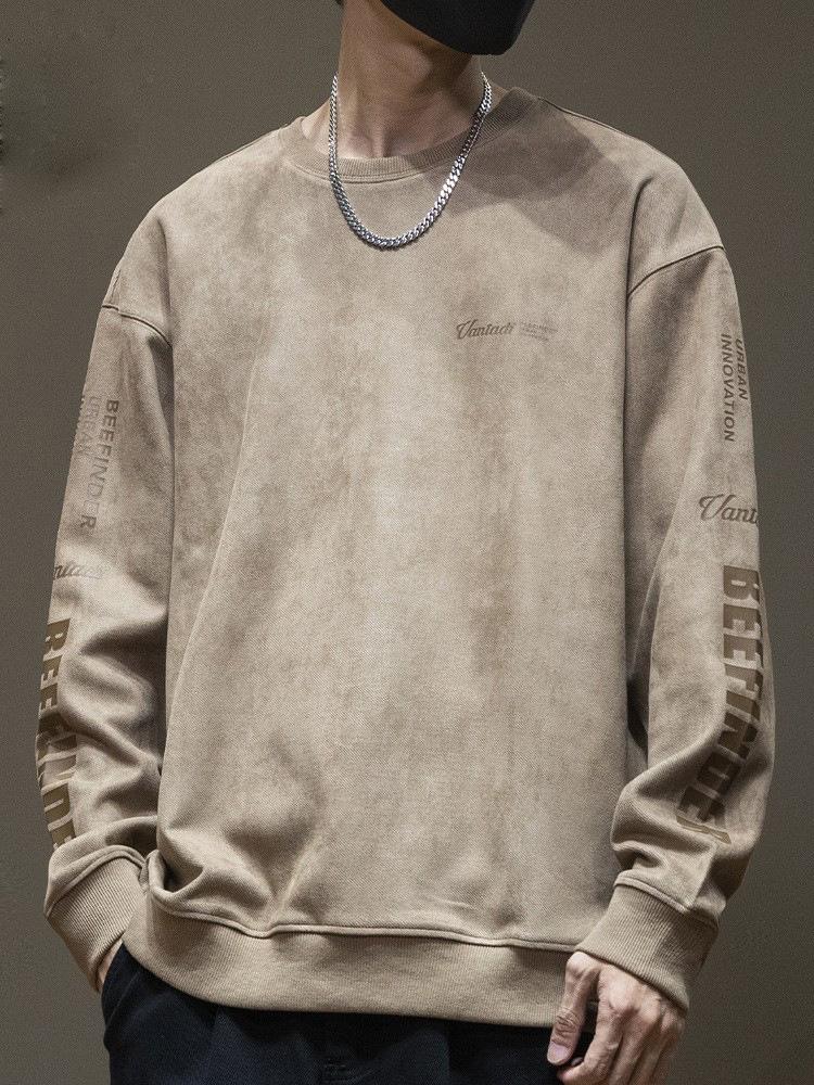 Американский замшевый свитер мужской весенне-осенний свободный большой — фото 7