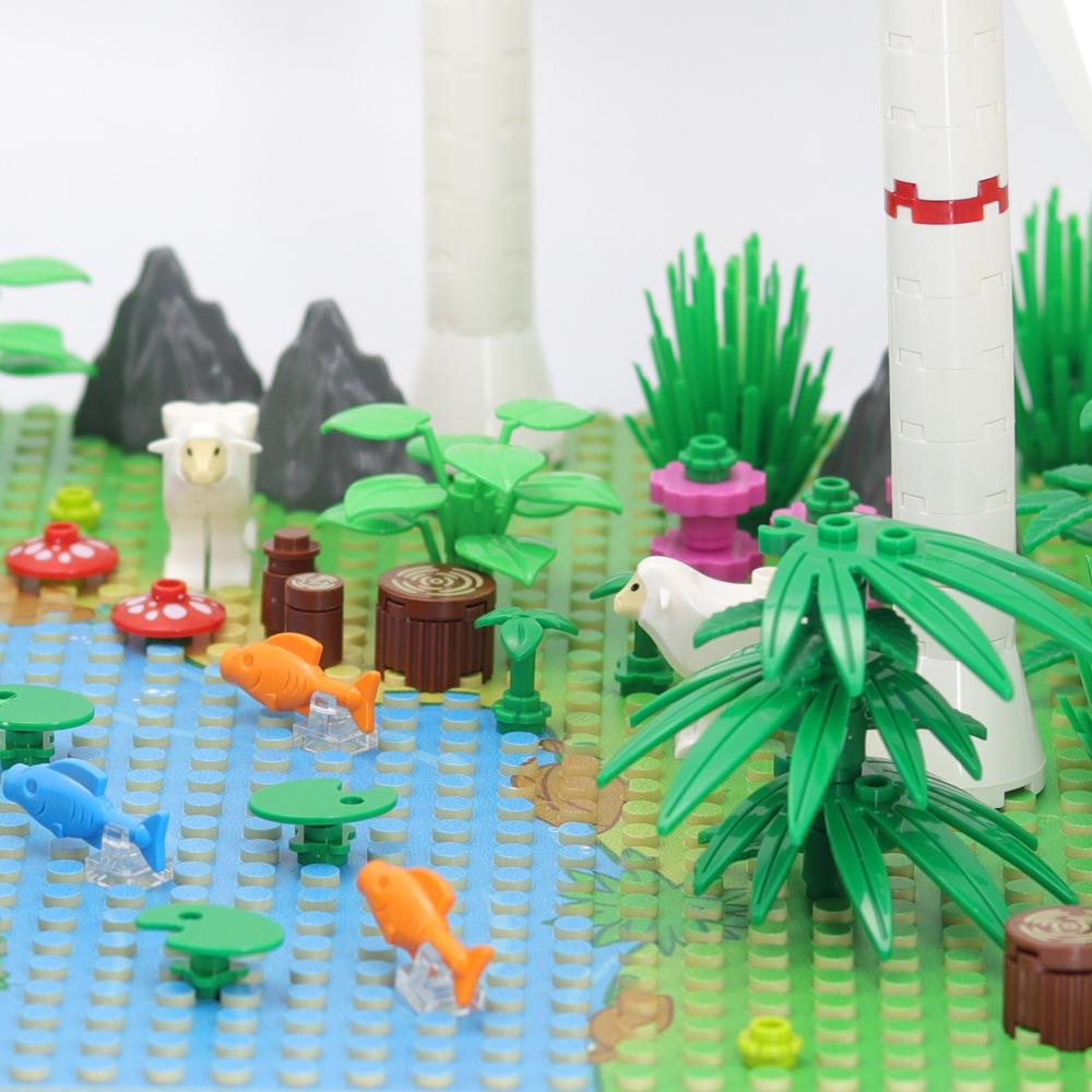 Wind Turbine Small Particle Assembly Building Model Windmill Garden Scene Decoration Diy Building Block