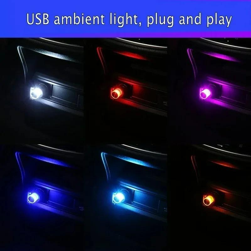 USB Powered Car Ambient Light 7-Color RGB LED DIY Car Accessory Plug and Play Car Interior Decoration Easy Install Mood Lighting