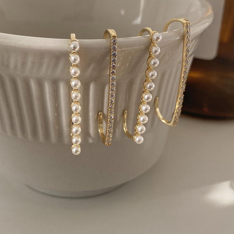 S925 Sterlingsilber Ohrclip ohne Ohrloch Damen Perle Diamant schlichtes Nischendesign Mode Internet-Berühmtheit Ohrringe Tide