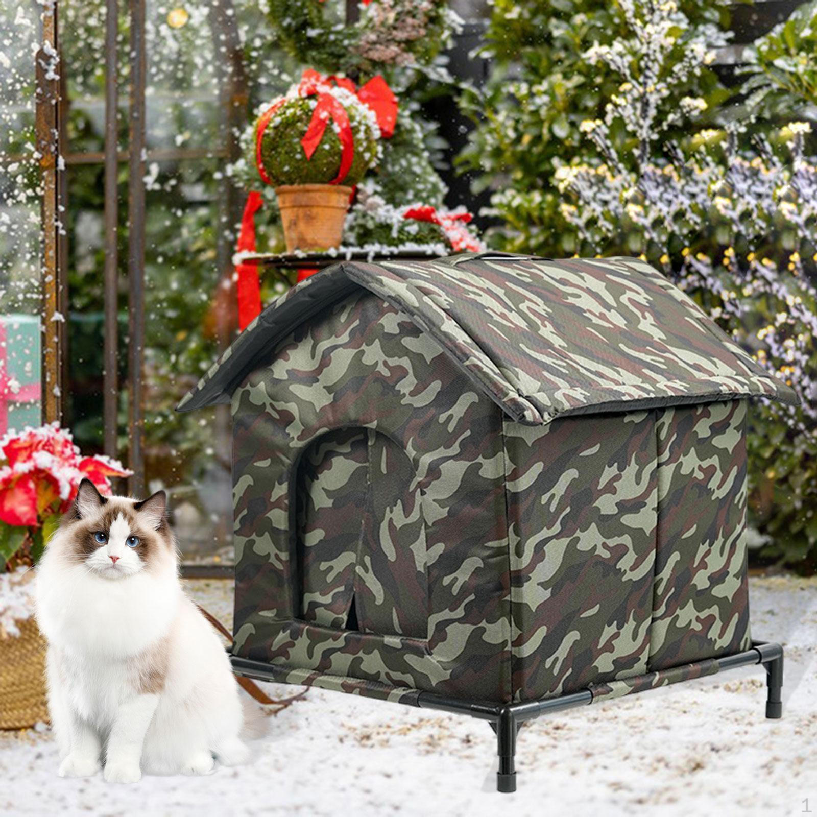 

Cat House for Outdoor Cats Elevated Portable Insulated Sturdy Pet Tent Shelter Winter Backyard S
