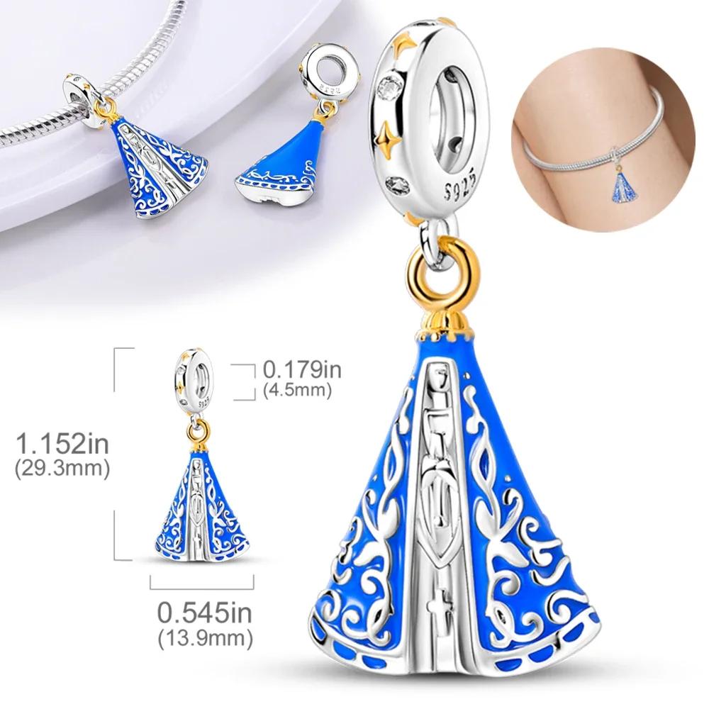 Copperour Lady Charm Bead The Virgin Mary Dangle Fitoriginal Bracelet Pendants Jewelry Marking Fine Gift For Women