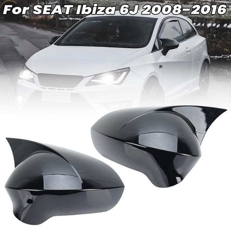 Türspiegel Klebehupe Abdeckung Kappe Für SEAT IBIZA 2008 2009 2010 2011-2016 Glänzend Schwarz Seitenspiegel Abdeckung Kappe Autozubehör