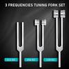 Ahvqevn 4-Pack Tuning Fork Set (128Hz, 256Hz, 512Hz) with Tuning Fork Hammer and Base for Sound Vibration Tools, Silver