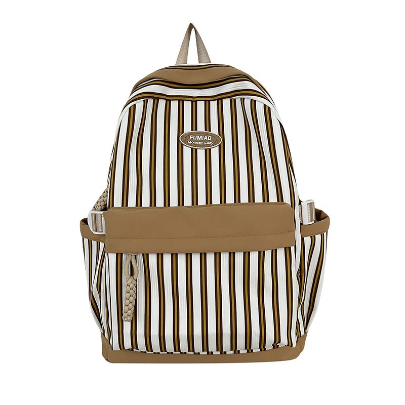 Striped Print Student Schoolbag Lightweight Commuter Backpack Girls Travel Bag