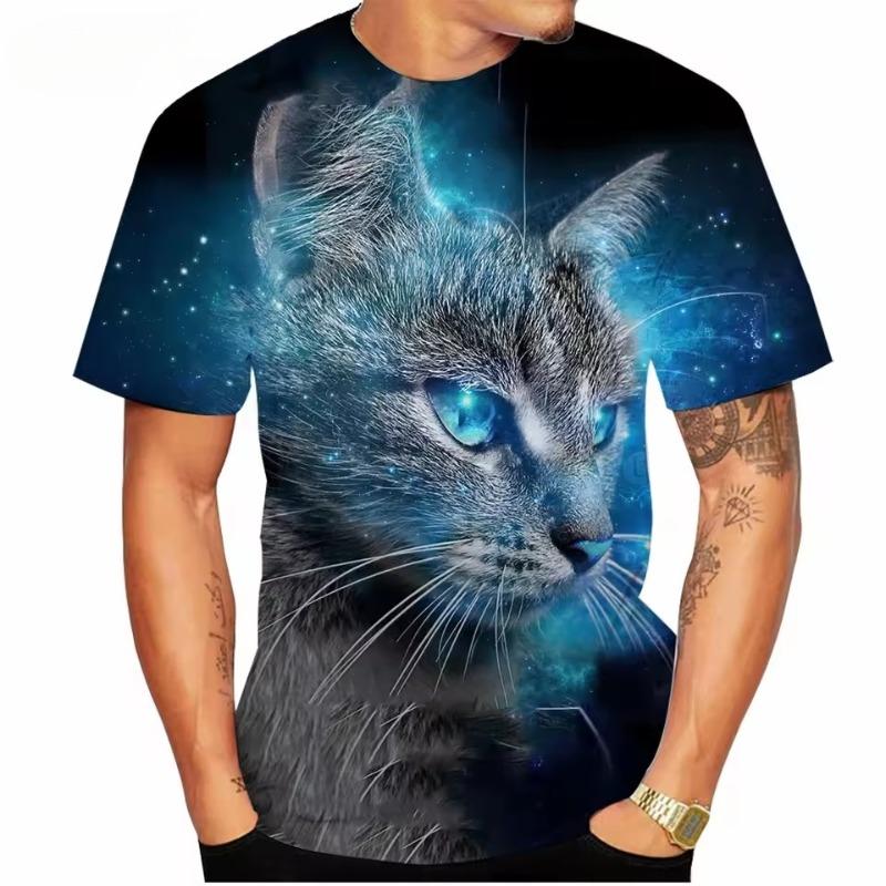Pánské tričko s potiskem kočky Pánské oblečení Trička pro muže Tričko s krátkým rukávem Vtipný potisk kočky Nadměrné tričko Letní tričko Topy