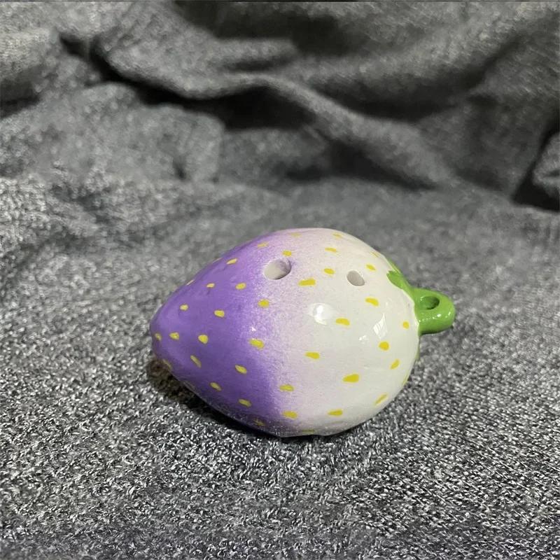 Strawberry Fruits Ocarina 6 Holes Creative Gradient Color Students Ceramics Handmade Ac Tone Orff Instruments For Beginners