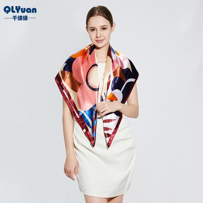 90cm Large Square Scarf For Spring And Summer Fashion, Versatile And Stylish, Printed Silk Scarf For Women'S Decoration, Paired With Shawl Scarf
