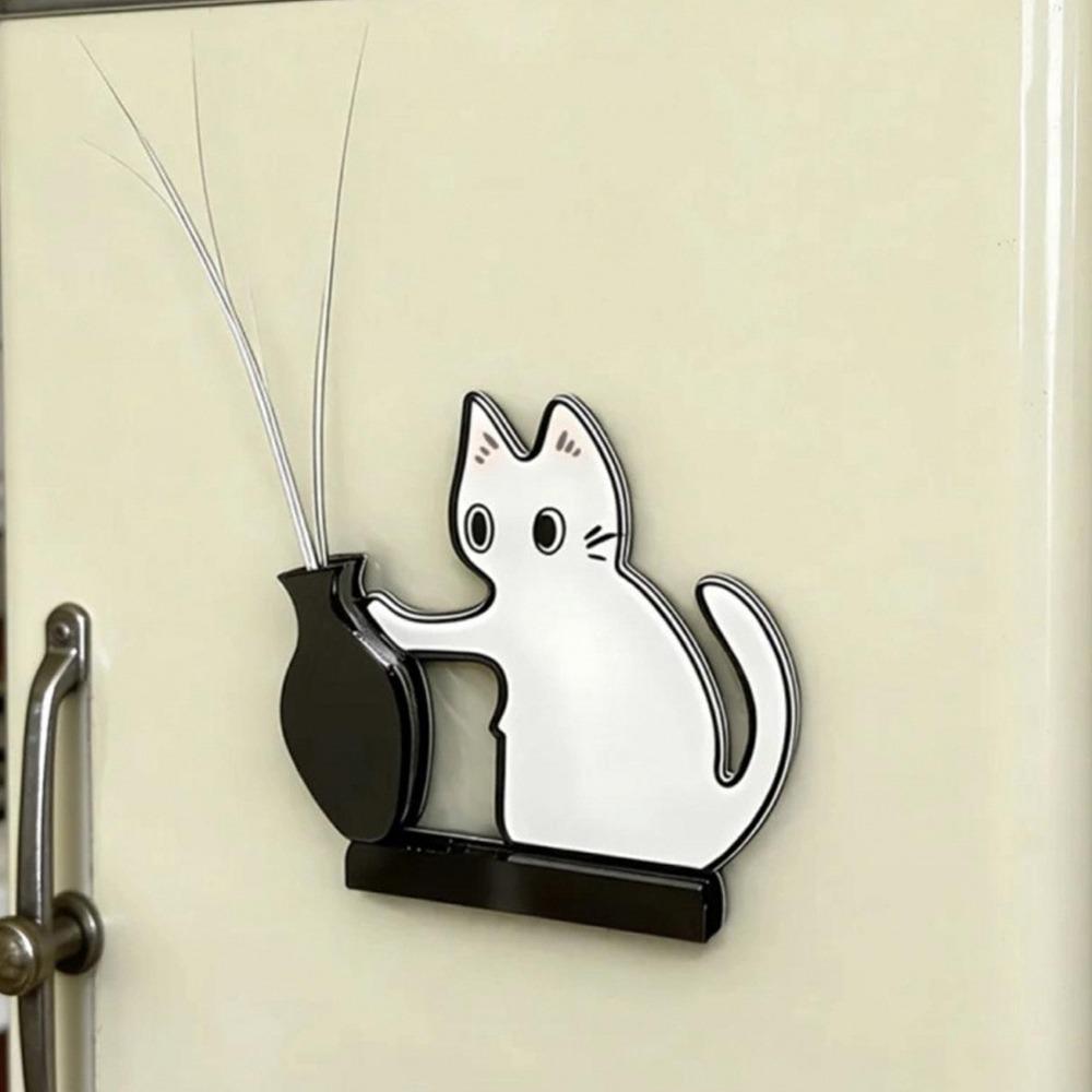 Cartoon Cat Hair Storage Box Moisture Proof Kitten Pushing Vase Magnetic Pet Lovers