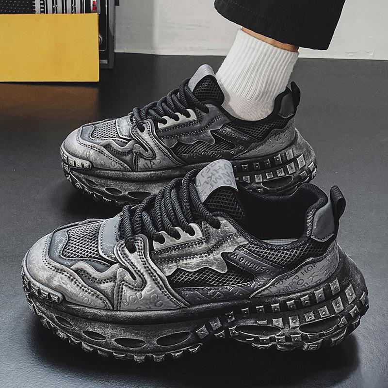 Mesh platform sneakers men's summer 2025 new breathable casual teen dad shoes wipe old running shoes