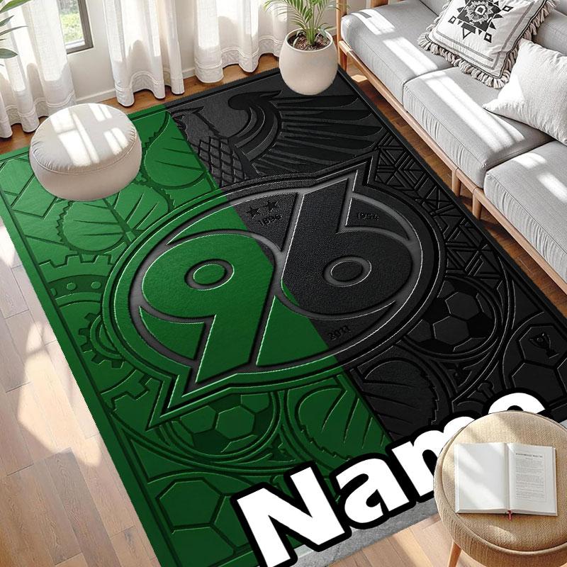 Custom Name Personalized Hannover 96 Football Print Carpet, Versatile Home Decor Rug, for Playroom, Apartment, Balcony, Entryway, Hallway Gift