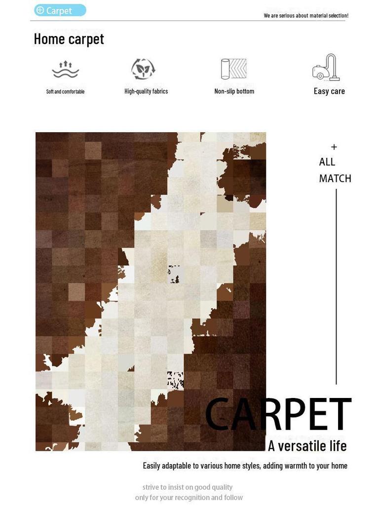 Wear-Resistant Nordic Imitation Cowhide Carpet for Living Room or Bedroom