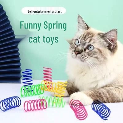 Colorful Spring Bouncing Cat Teaser Toy