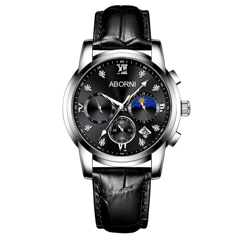 Yaboni Men'S Watch Multifunctional Three-Eye Six-Pin Business Watch Calendar Waterproof Luminous Men'S Watch