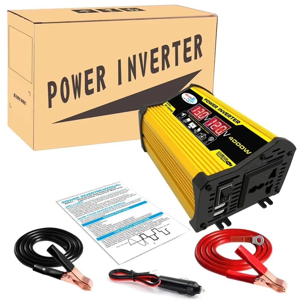 Voltage Display 4000W Peak Car Power Inverter Converter DC 12V To AC 110/220V Transformer Dual USB Converter 12V&220V&Universal