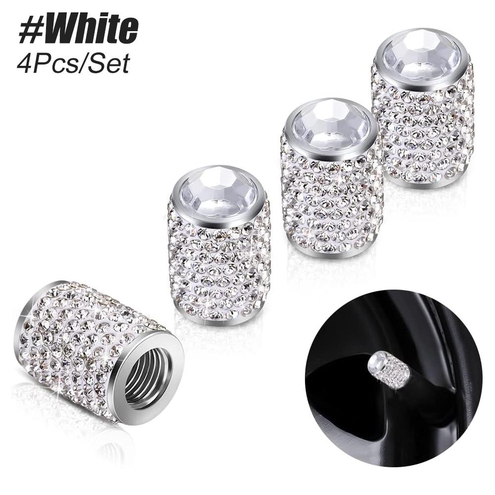 Bling Tire Stem Valve Caps, Crystal Tire Caps Shinny Rhinestone Universal Tire Valve Caps for Car SUV Motorcycle Bicycle Truck