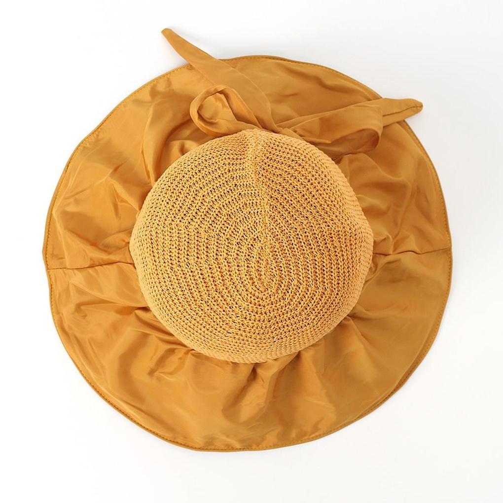 UV-blocking Blackout Ribbon Bucket Hat (yellow) Wide-brimmed Hat