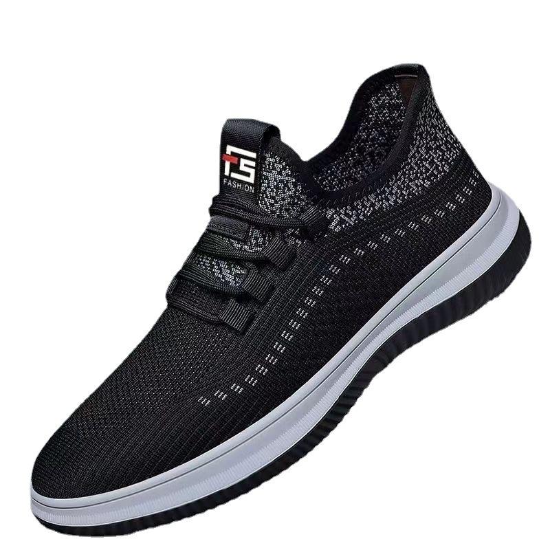 2025 Men's Shoes Spring and Summer New Fly-woven Breathable Casual Shoes Large Size Men's Suitable Mesh One-pedal Men's Shoes Casual