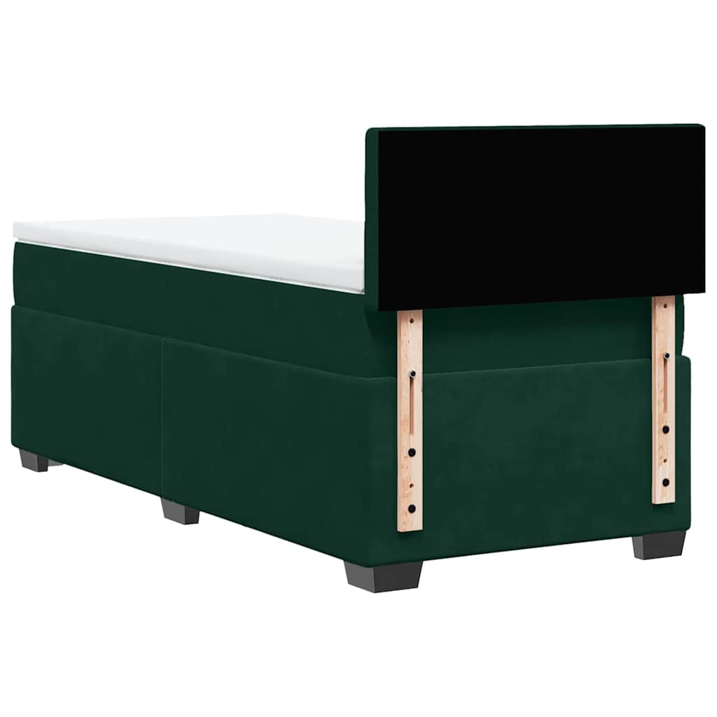 Box Spring Bed with Mattress Dark Green 90 x 190 cm Velvet