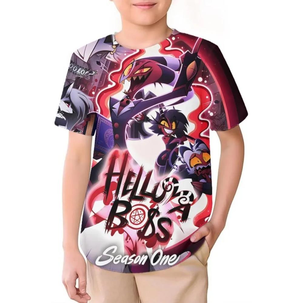 TV Helluva Boss Kids High Quality T Shirts Childrens Clothing 3D Cartoon Print Comfortable Summer Short Sleeve Crewneck Tees 3D Printed Anime Tops
