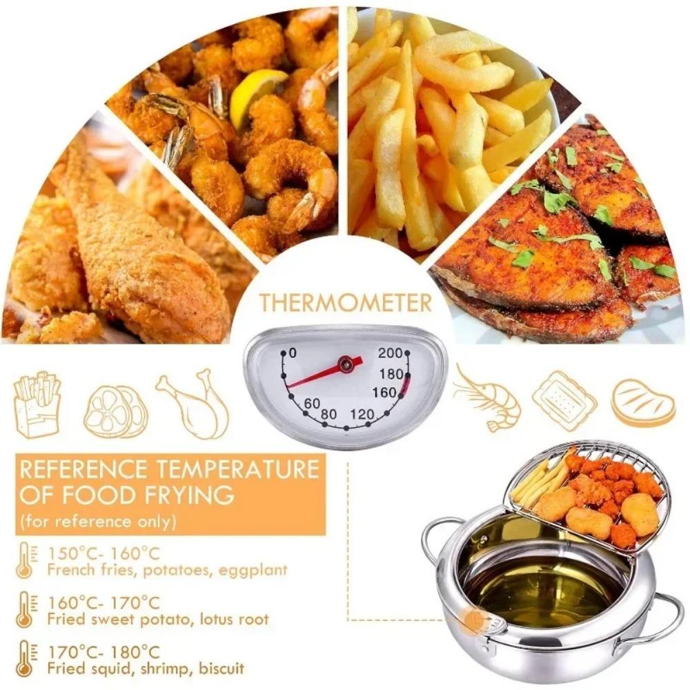 Multifunctional deep fryer with Thermometer and Oil Drip Drainer Rack Household Double Bottom Gas Induction Cooker Kitchen Tools