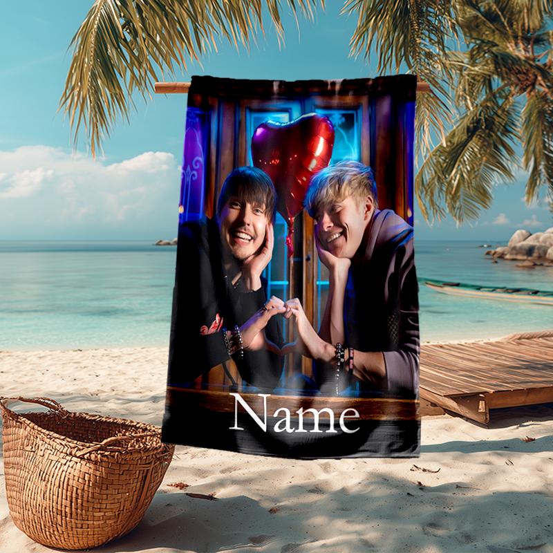 Custom Name Ultra-Soft Beach Towel with Sam and Colby Theme,Ideal for Pool - Camping, Diving - Perfect Travel Essential, Vibrant Beach Towel.