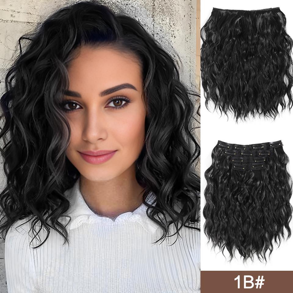 Synthetic Wig BB Clip Style 4-piece Set Short Curly Hair Extensions Wig Natural Smooth Curly Hair Extensions Wig