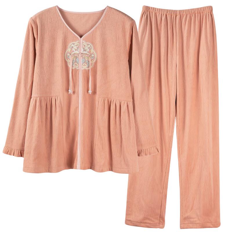 Shenbaolai Women s New Chinese Style Coral Fleece Pajama Set