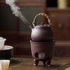 Guanlan Retro Chinese Coarse Pottery Tea Stove Set with Handle for Outdoor Camping