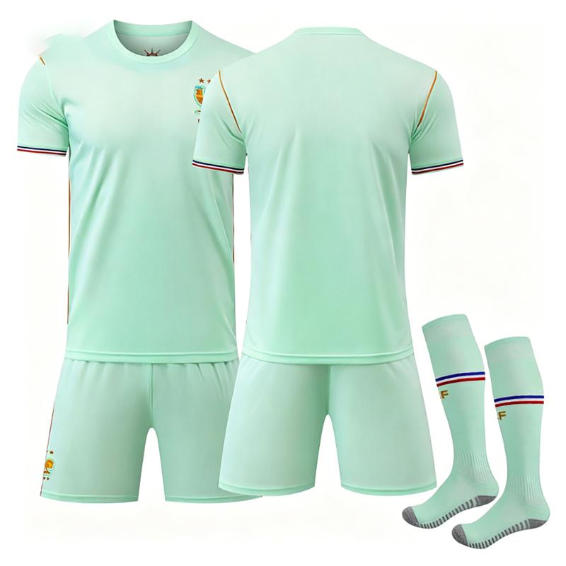 2026 Frankreich Auswärts Hellgrün Einfaches Fußballtrikot-Set