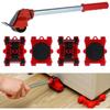 5Pcs/Set Furniture Lifter Mover Roller with Wheel Bar Moving Device Lifting Helper Furniture Heavy Duty Moving Transport Tool
