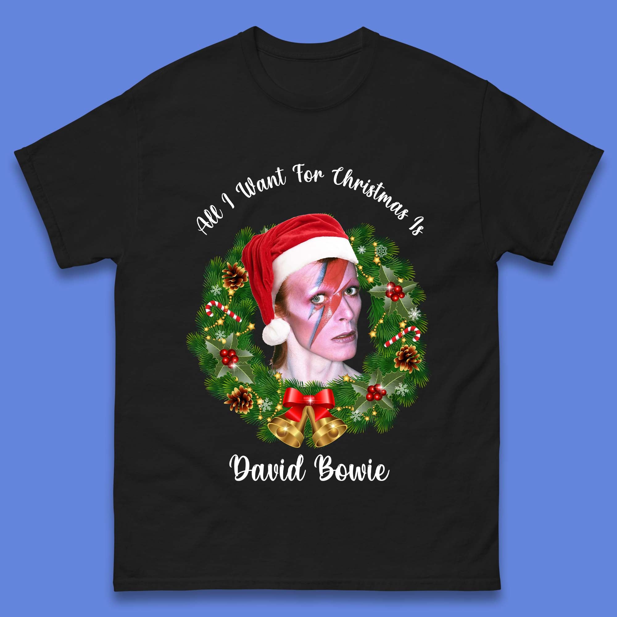 David Bowie Christmas Mens T-Shirt Womens Tops Tees 3XL