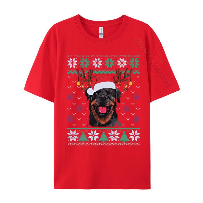 Rottweiler Christmas Santa Reindeer T Shirt Men New Fashion Tee Shirts Mens Casual TShirts Luxury Designer