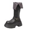 Yueyu retro but knee thick-soled boots women's 2025 new autumn and winter thin small height knight boots