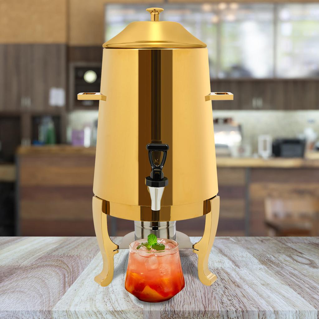 13L Golden Stainless Steel Beverage Dispenser, Insulated Drink Dispenser for Hot & Cold Coffee, Party Drink Container w/ Spigot