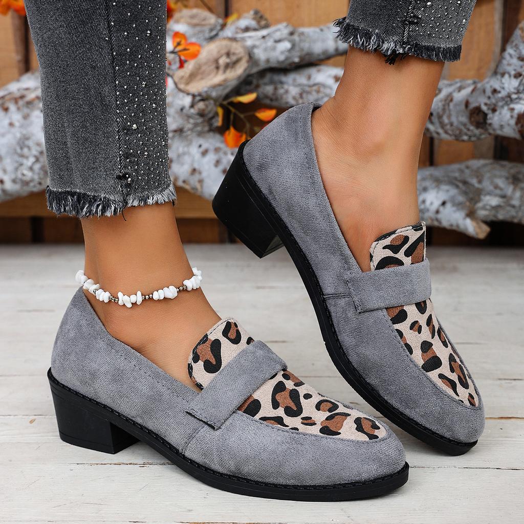 Large size single shoes leopard print fashion single shoes temperament versatile suede women's shoes