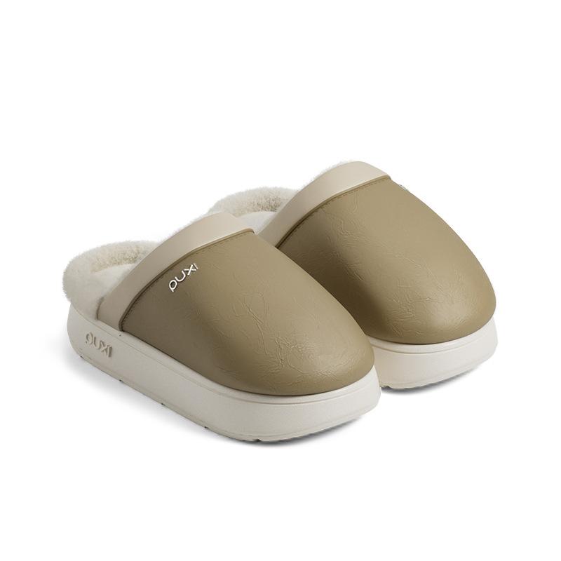 Puxi Qiwu cotton slippers home comfortable couple velvet warm thick bottom non-slip simple anti-splashing cotton slippers