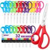 Kids Scissors, 5.5'' Safety Toddler Scissors Blunt Tip 32 Pack Craft Scissors School Classroom Bulk, Stainless Steel Blades Small Scissors for Age