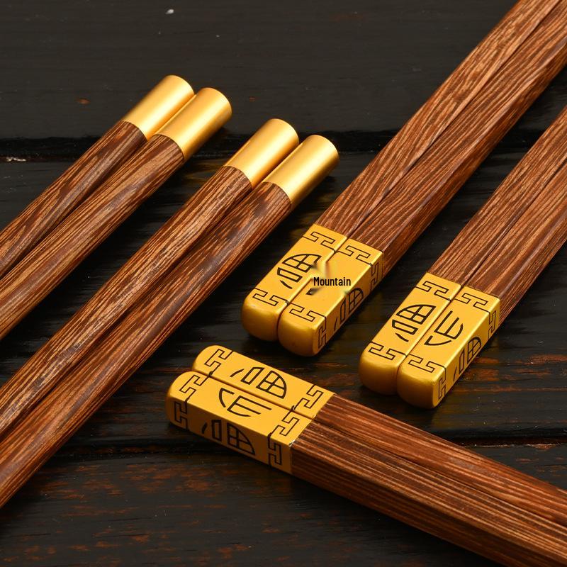 Chinese-Style Solid Wood Chopsticks - 10 Pairs Gift Box for Clients & Souvenirs