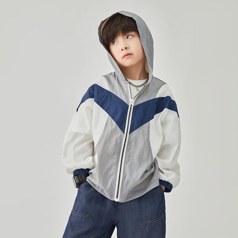 Duoduojia Boys  Geometric Lightweight Hooded Sun Protection Jacket 160