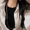 Vintage High Quality Strong Light Artificial Crystal Pearl Sweater Chain Necklace Collarbone Chain