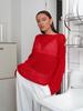 European-American Thin Round Neck Bell Sleeve Knitted See-through T-shirt (Spring/Summer 2025 Collection)