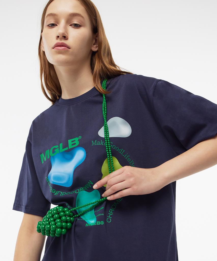 MATCHGLOBE Fluid Graphic Boxy Tee (Navy)