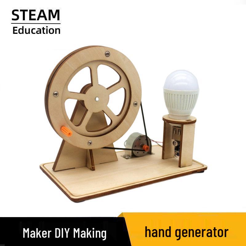 Hand-Crank Generator DIY Kit for Primary School Science Projects - Creative Children s Invention Kit Wooden