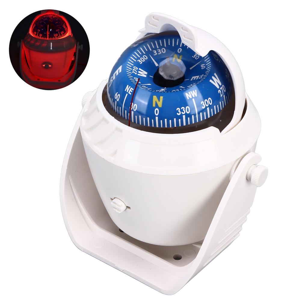 Marine Boat Navigation Compass Magnetic Declination Adjustment Night Lighting Dash Mount for Cars Ships Caravans