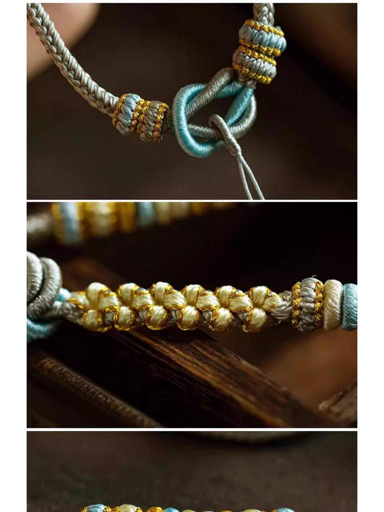 Ręcznie wykonany naszyjnik z wisiorkiem z jadeitu z klamrą Pokoju na sznurku w kolorze kwiatu brzoskwini