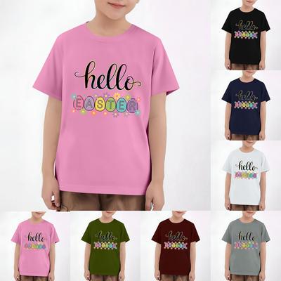 Easter Children's Neck Short Sleeve Print Top