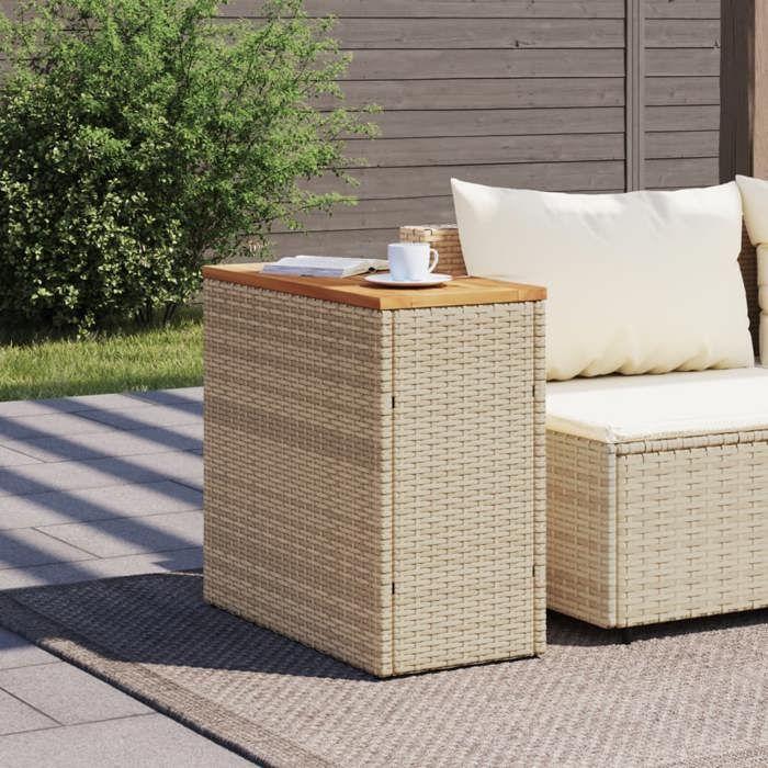 VidaXL Garden Side Table Beige Wood Top 58x27.5x55 Cm 366072