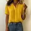 Women Tops Lapel Short Sleeve Buttons Placket Shirt Tops Pure Color Loose Fit Casual Style Shirt Home Dates Versatile Wear